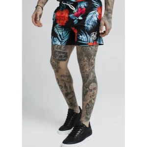 SikSilk Standard Swim Shorts – Black,Red & Teal