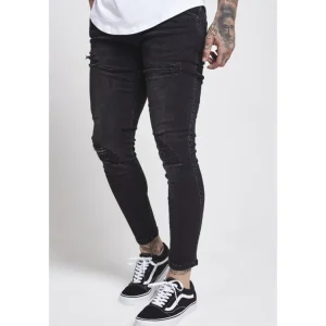 Black Washed Distressed Skinny Denim