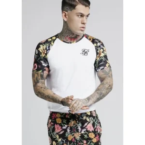 SikSilk Secret Garden Raglan Curved Hem Tee – White