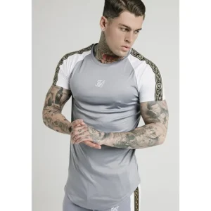 SikSilk S/S Taped Contrast Tee – Grey