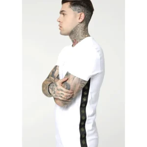 SikSilk S/S Side Tape Tee – White & Gold