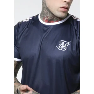SikSilk Starlite Raglan Curved Hem Tape Tee - Navy