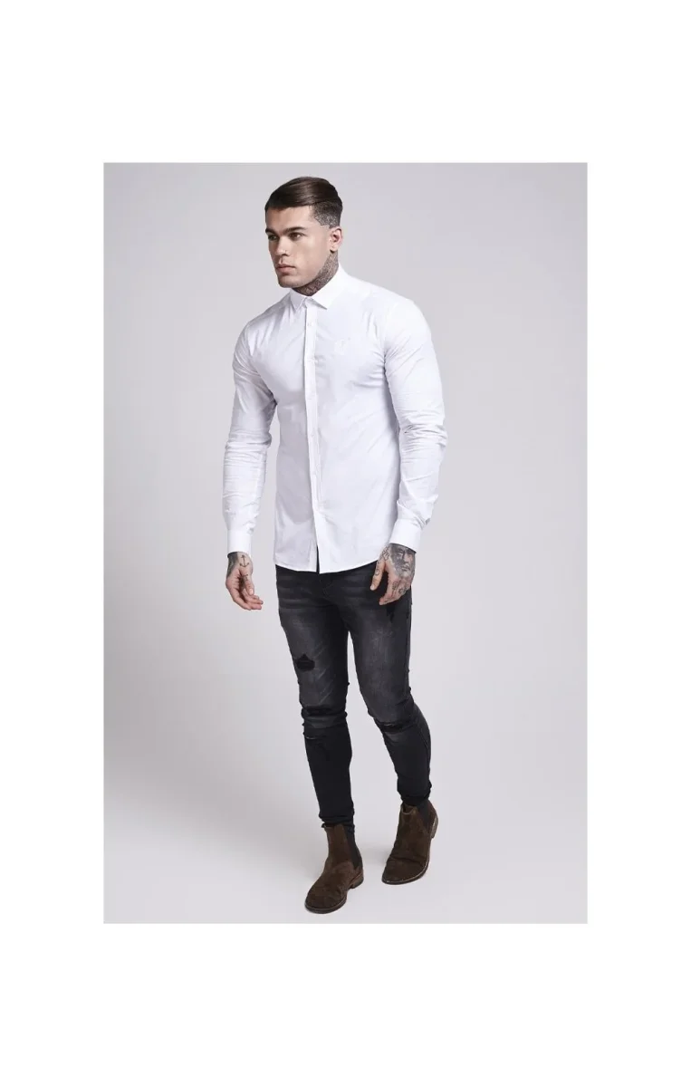 White Cotton Stretch Shirt - Image 3
