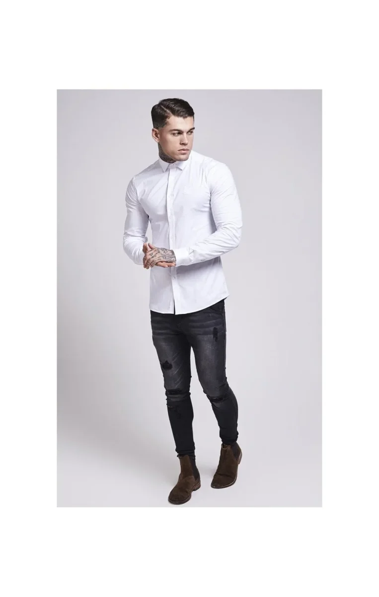 White Cotton Stretch Shirt - Image 4