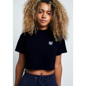 Black Essential Retro Box Fit Crop T-Shirt