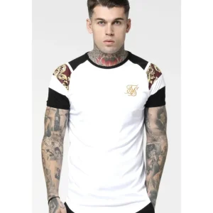 SikSilk Royal Venetian Sprint Tee - White,Black & Deep Red