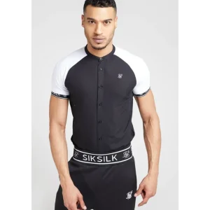 SikSilk S/S Oxford Raglan Tech Shirt - Black & White