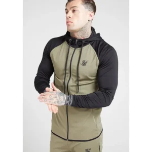 SikSilk Scope Zip Through Hoodie – Khaki & Black