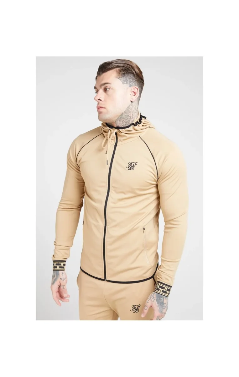 SikSilk Scope Zip Through Hoodie – Beige - Image 2