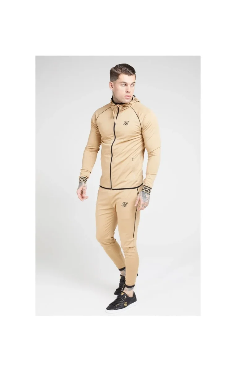SikSilk Scope Zip Through Hoodie – Beige - Image 5