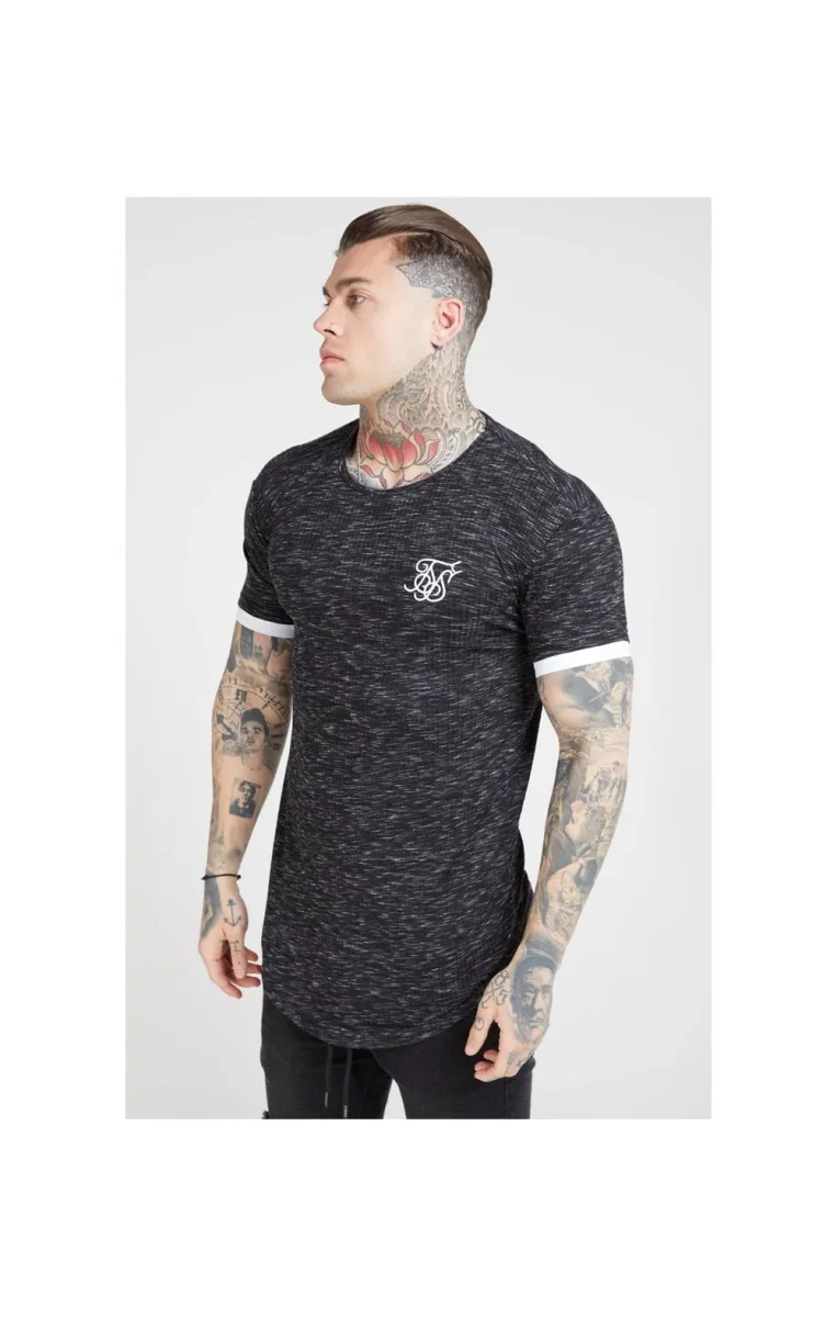 SikSilk S/S Rib Knit Fleck Tech Tee – Black