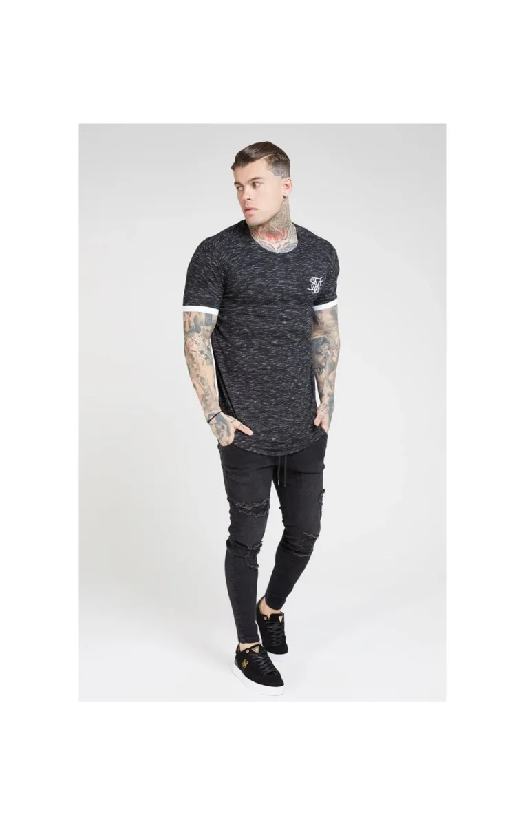SikSilk S/S Rib Knit Fleck Tech Tee – Black - Image 5