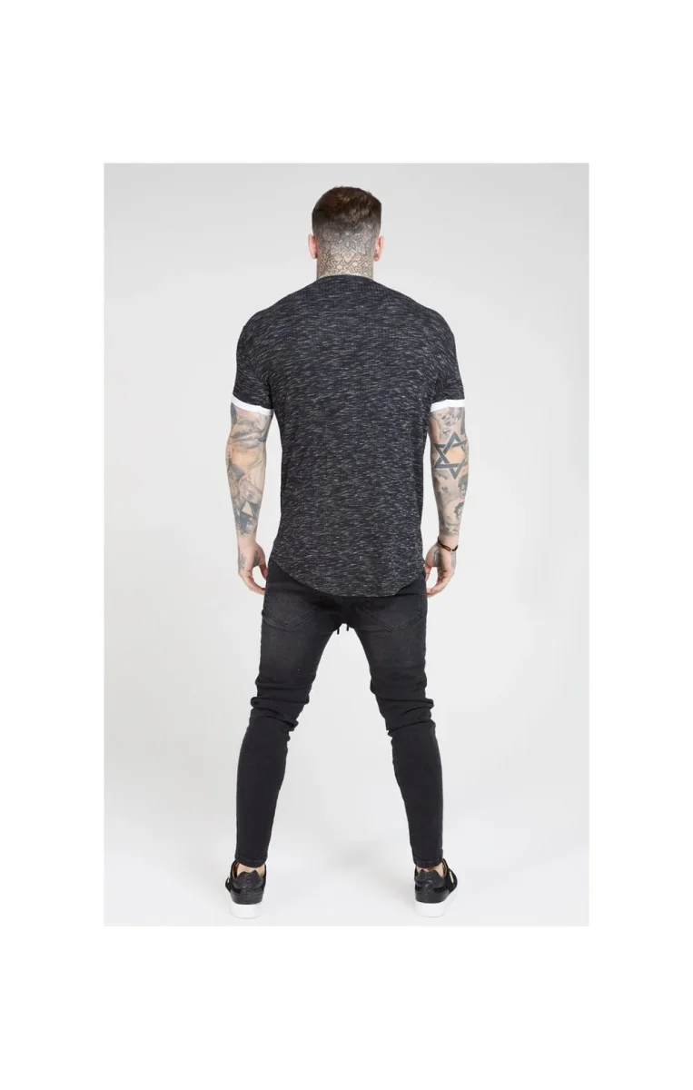 SikSilk S/S Rib Knit Fleck Tech Tee – Black - Image 7