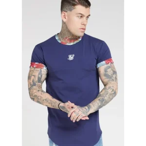 SikSilk S/S Curved Hem Roll Sleeve Tee – Navy