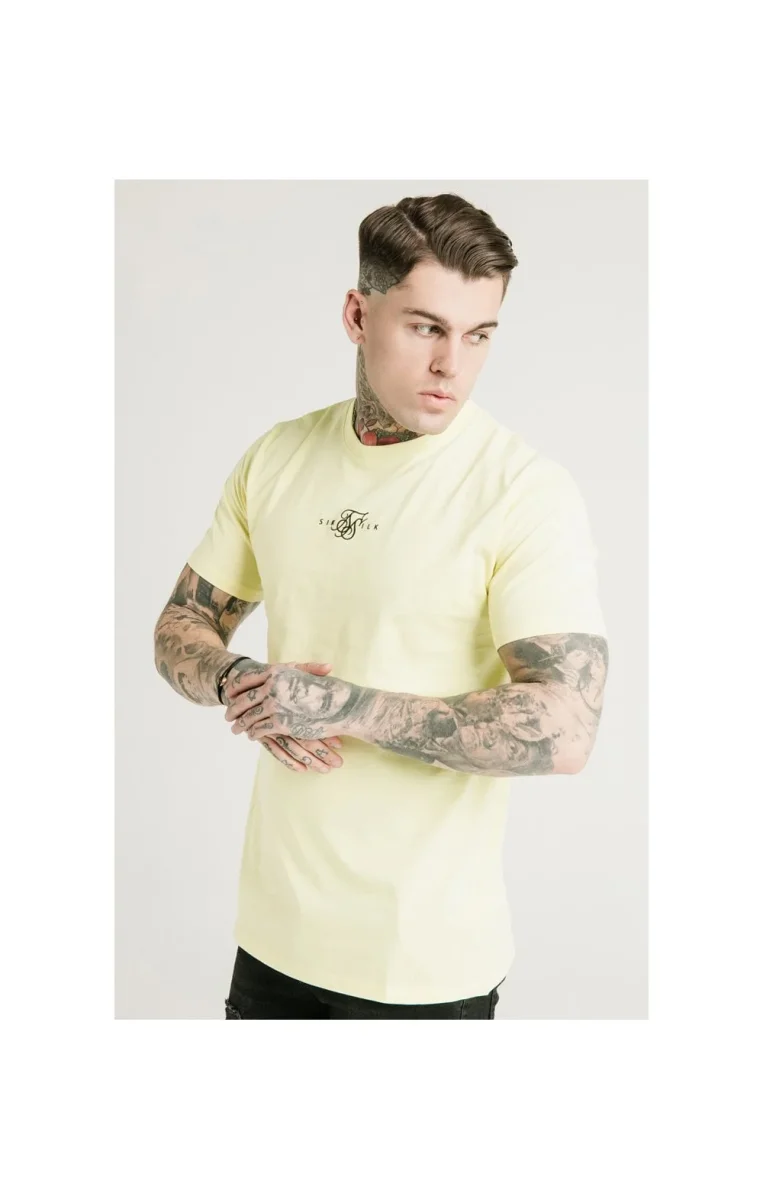 SikSilk Square Hem Standard Tee - Washed Yellow - Image 2