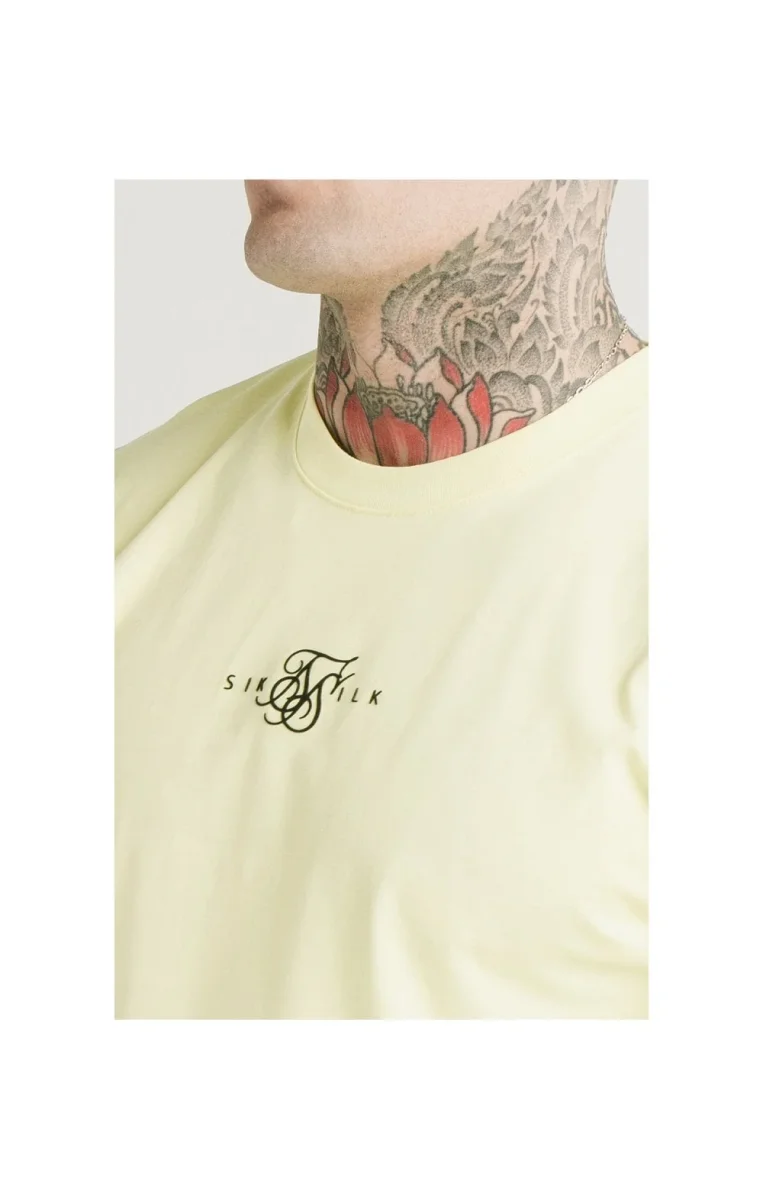SikSilk Square Hem Standard Tee - Washed Yellow - Image 3
