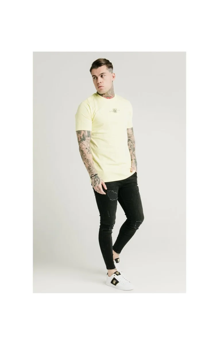SikSilk Square Hem Standard Tee - Washed Yellow - Image 5