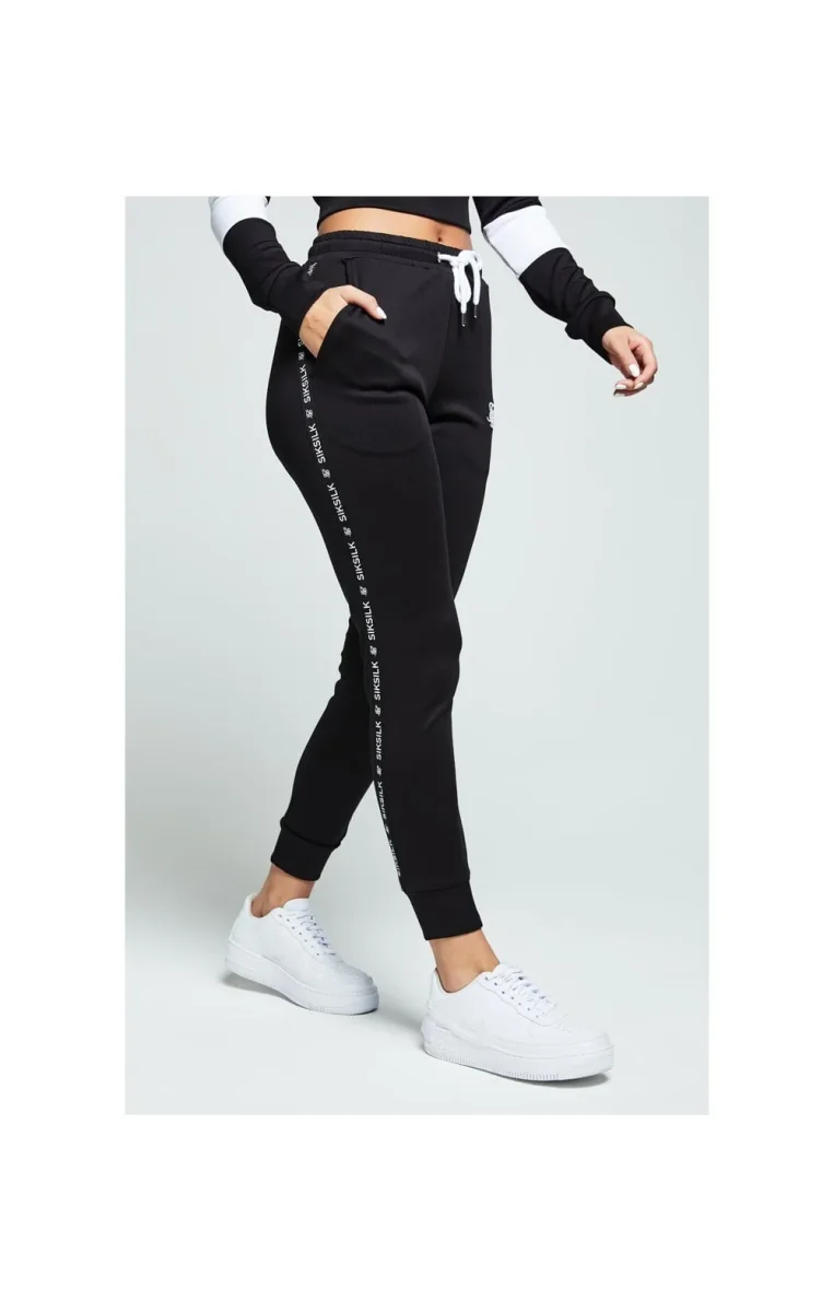 SikSilk Tape Track Pants – Black & White - Image 3