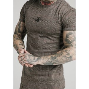 SikSilk S/S Smart Gym Tee – Brown Dogtooth