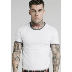 SikSilk S/S Ringer Gym Tee – White