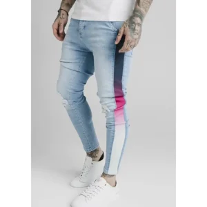 SikSilk Bust Knee Low Rise Jeans - Light Blue