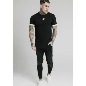 SikSilk S/S Fade Piping Tech Tee - Black & Fluro
