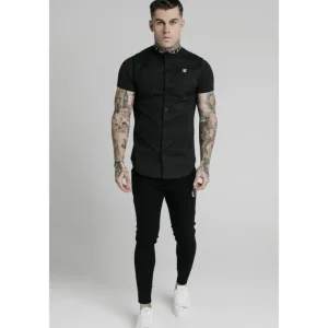 SikSilk S/S Tape Collar Shirt - Black