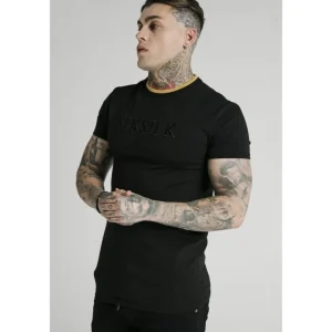 SikSilk Straight Hem Gym Tee – Black & Gold