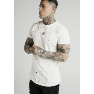 SikSilk S/S Distressed Box Tee - Off White