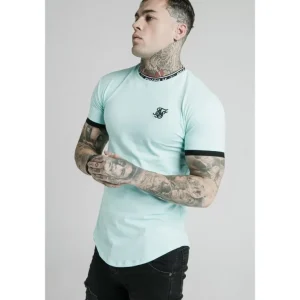 SikSilk S/S Inset Tape Collar Gym Tee - Teal