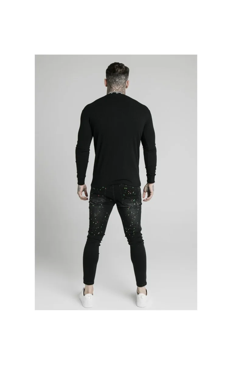 SikSilk L/S Rib Knit Tee - Black - Image 8