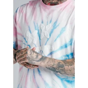 SikSilk X Steve Aoki S/S Oversize Essential Tee - Baby Pink & Blue Tie Dye