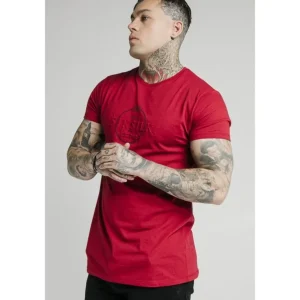 SikSilk Straight Hem Chain Print Box Tee - Dark Red