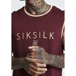 SikSilk Signature Eyelet Basketball Vest - Burgundy & Gold