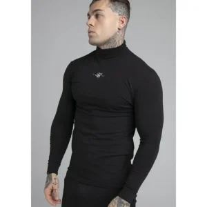 SikSilk Tranquil Turtle Neck Tee - Black