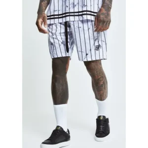 SikSilk Marble Relaxed Shorts - White & Grey
