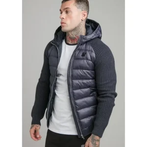 Navy Knit Bubble Jacket