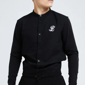 Boys Illusive Black Grandad Shirt