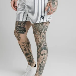 White Stripe Elasticated Swim Short