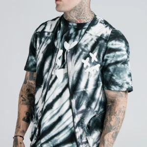 SikSilk X Steve Aoki Utility Vest - Black & White Ink Tie Dye