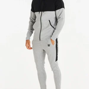 Black Motion Tape Zip Through Hoodie And Jogger Set