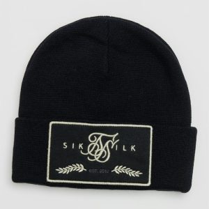 Black Cuff Applique Beanie