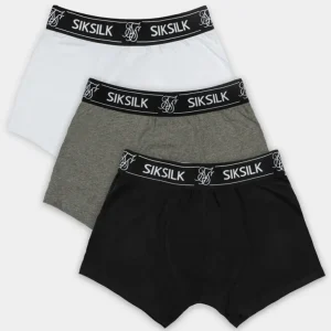 Black, White And Grey Marl 3 Pack Boxers