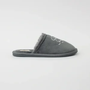 Grey Slipper With Embroidered Logo
