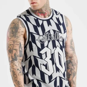 Messi x SikSilk Navy Monogram Basketball Vest