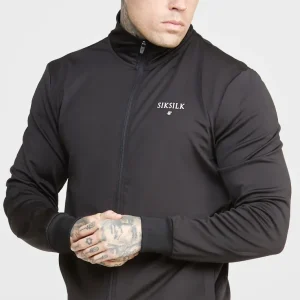 SikSilk Zonal Funnel Neck Zip Through - Black