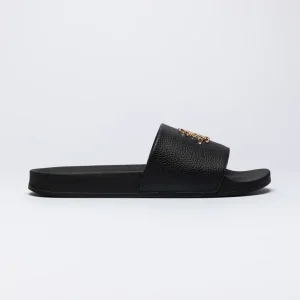 Black Premium Pool Slide With Metal Logo