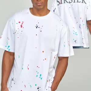 White Paint Splatter Oversized T-Shirt