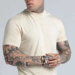Beige High Neck T-Shirt