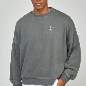 Black Garment Dyed Boxy Fit Sweatshirt